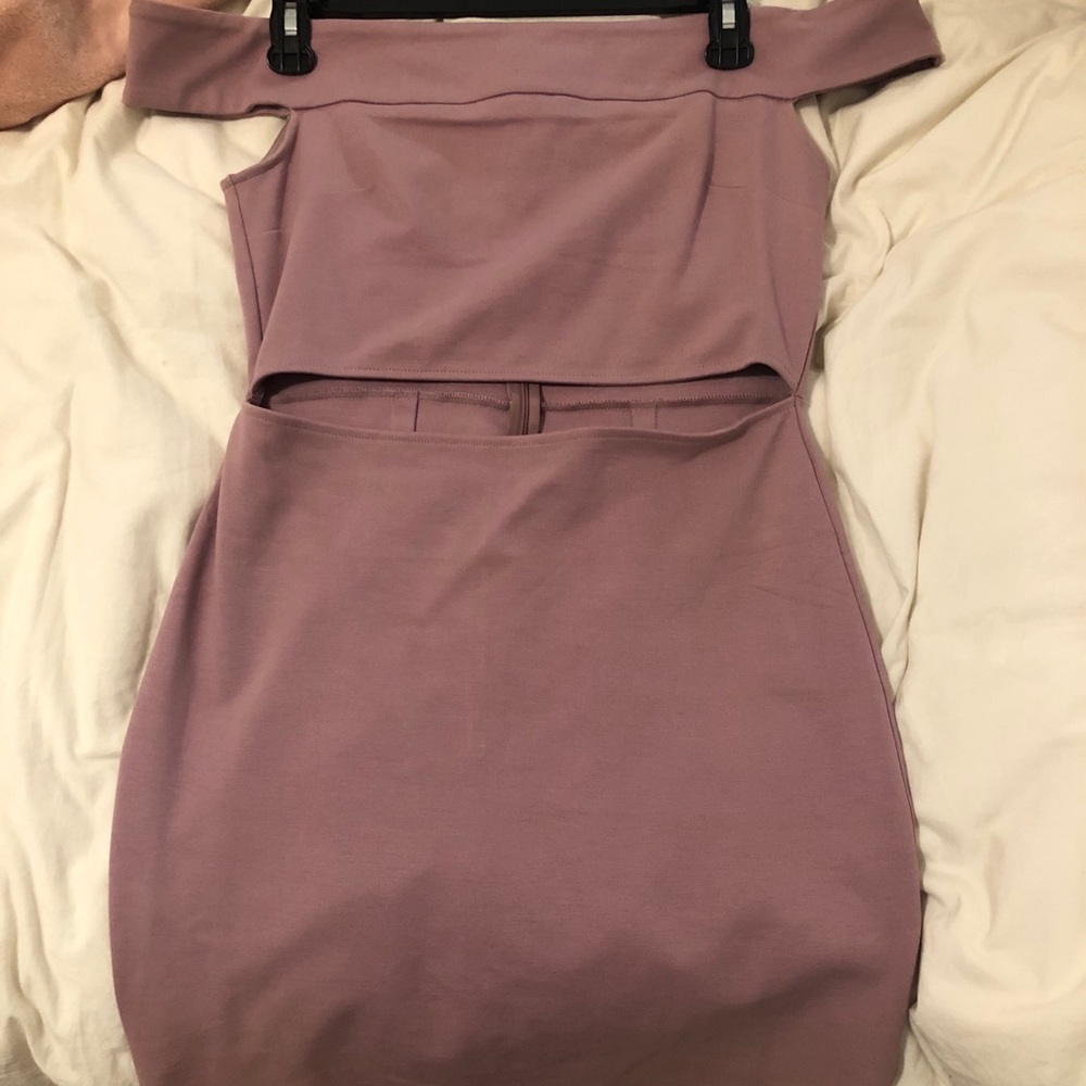 Off the shoulder dress with cut out in the front